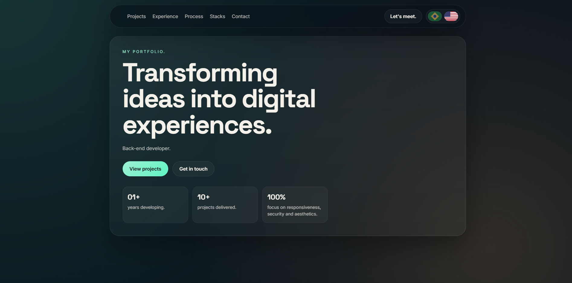 Prévia do projeto Portfolio website